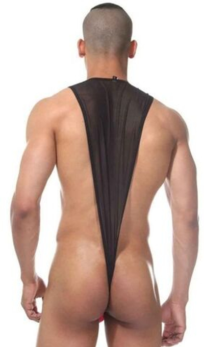 Оригинальное мужское боди с контрастной вставкой (Размер: S-M) (Цвет: черный с красным)