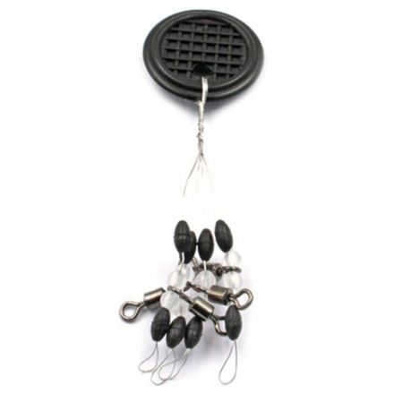 Стопор с вертлюгом Namazu ROLLING SWIVEL PEARL BEADS AND OLIVE RUBBER STOPPER , р. M (уп.4 шт)