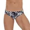 Мужские плавки черные с белым принтом Clever Moda RIDDLE SWIMSUIT BRIEF 115011