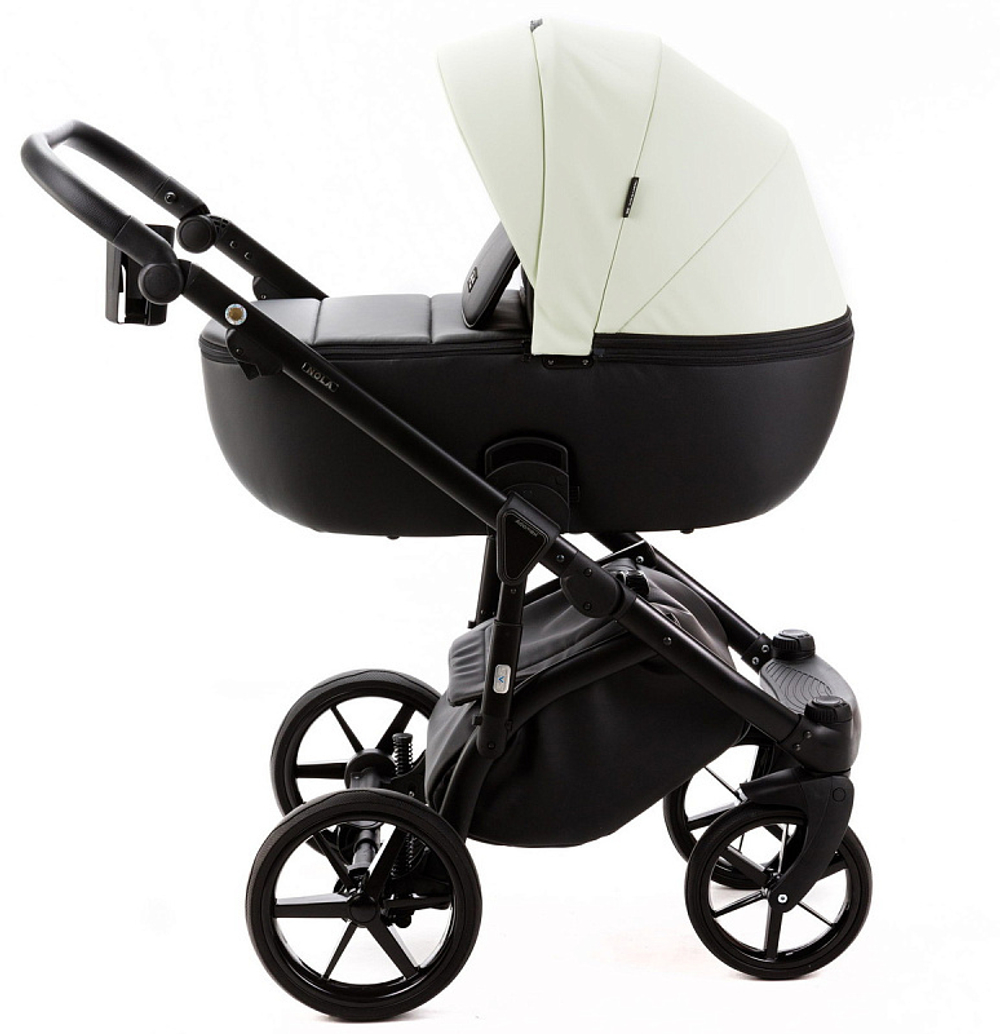 Детская коляска Adamex Nola Deluxe 3 в 1 N-SD104 (КРЕМОВАЯ КОЖА + ЧЕРН.КОЖА)