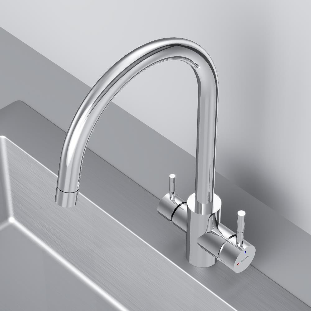 Смеситель для кухни с С-изливом с каналом для питьевой воды, хром AM.PM X-Joy S F85B07700