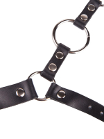 Кляп-кольцо с подбородком на чёрных кожаных ремешках Sitabella BDSM Accessories 3008-1