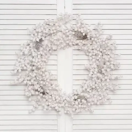 Рождественский венок Адель заснеженный с декором 60 см., ЕлкиТорг (52079)