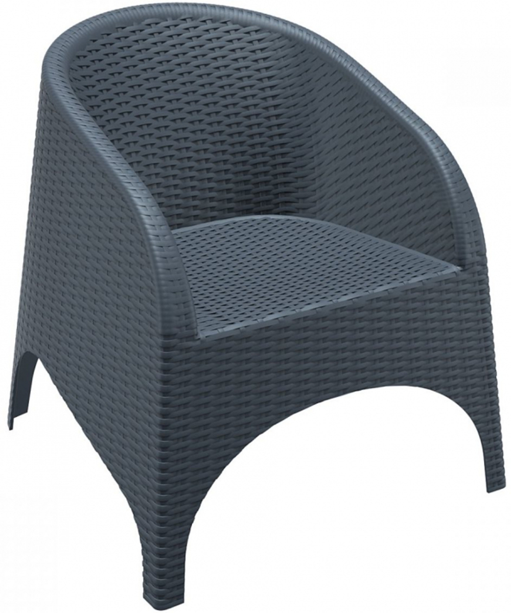 Кресло пластиковое плетеное Siesta Contract Aruba, темно-серый