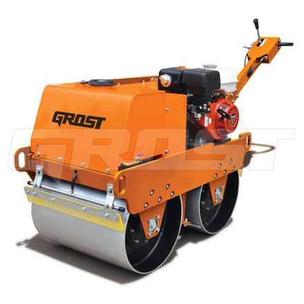 Виброкаток ручной GROST VR500 двухвальцовый бензиновый - [545 кг / Honda GX160]