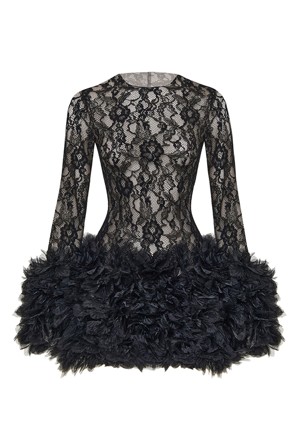 Платье мини из кружева с цветами