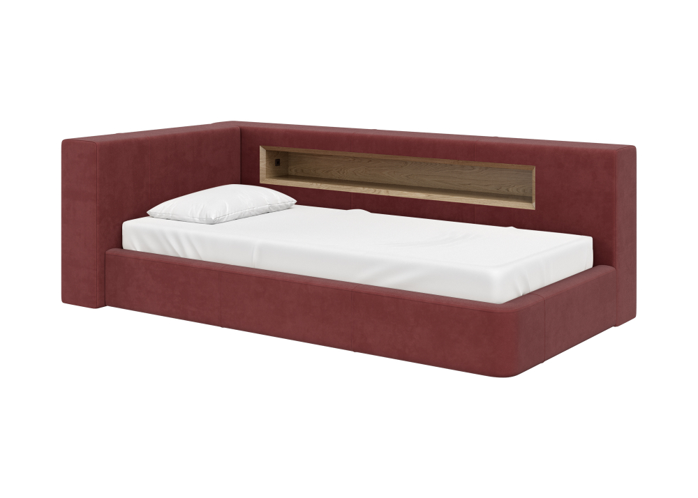Диван-кровать Cube c нишей L (бордовый FiberGuard)