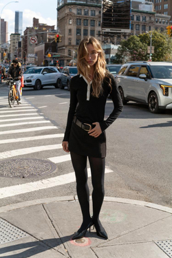 ZARA ТОП ПОЛО ИЗ ТКАНИ ИНТЕРЛОК С КОНТРАСТНЫМИ ЭЛЕМЕНТАМИ, ЧЕРНЫЙ