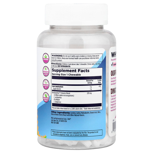 KAL, Dinosaurs®, пробиотик Dino-Dophilus™, ягоды черешни, 60 жевательных таблеток