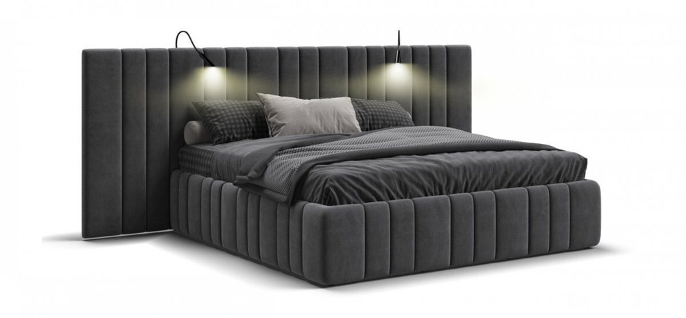 Кровать BOSS INFINITY 180*200 велюр Monolit серая