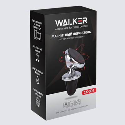 Автодержатель WALKER CX-001 магнитный на воздуховод, черный