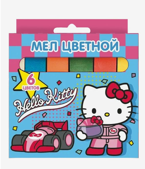 Мел цветной "Hello Kitty", 6 шт., в картонной упаковке