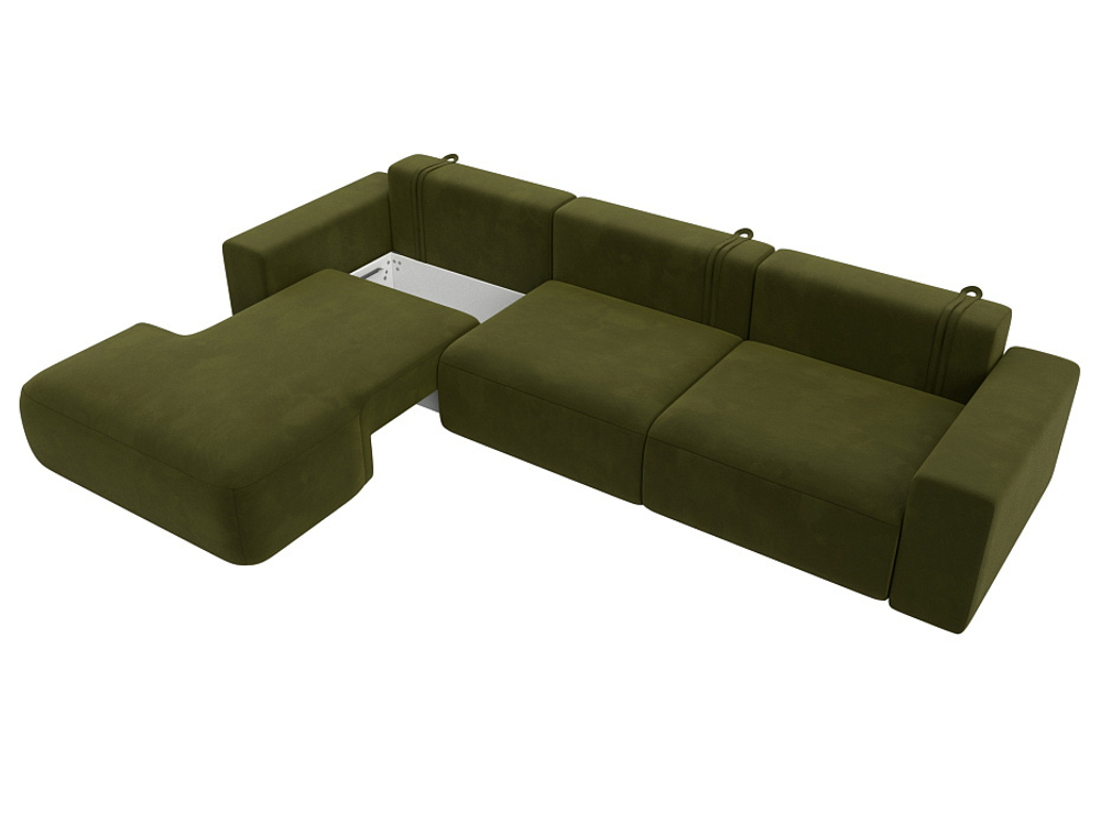 Диван угловой Лига-036 НПБ Классик Лонг левый угол МИКРОВЕЛЬВЕТ Зеленый