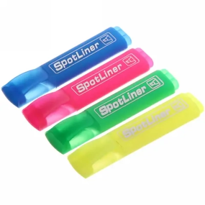 Маркер текстовыделитель 4шт, со скошенным концом, 5мм, микс 4 цвета, 12*2,5см (желтый, зеленый, синий, розовый), упак. 11*14см