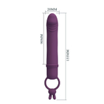 Сливовый вибратор с кольцом Cora - 15,5 см. (Цвет: сливовый)