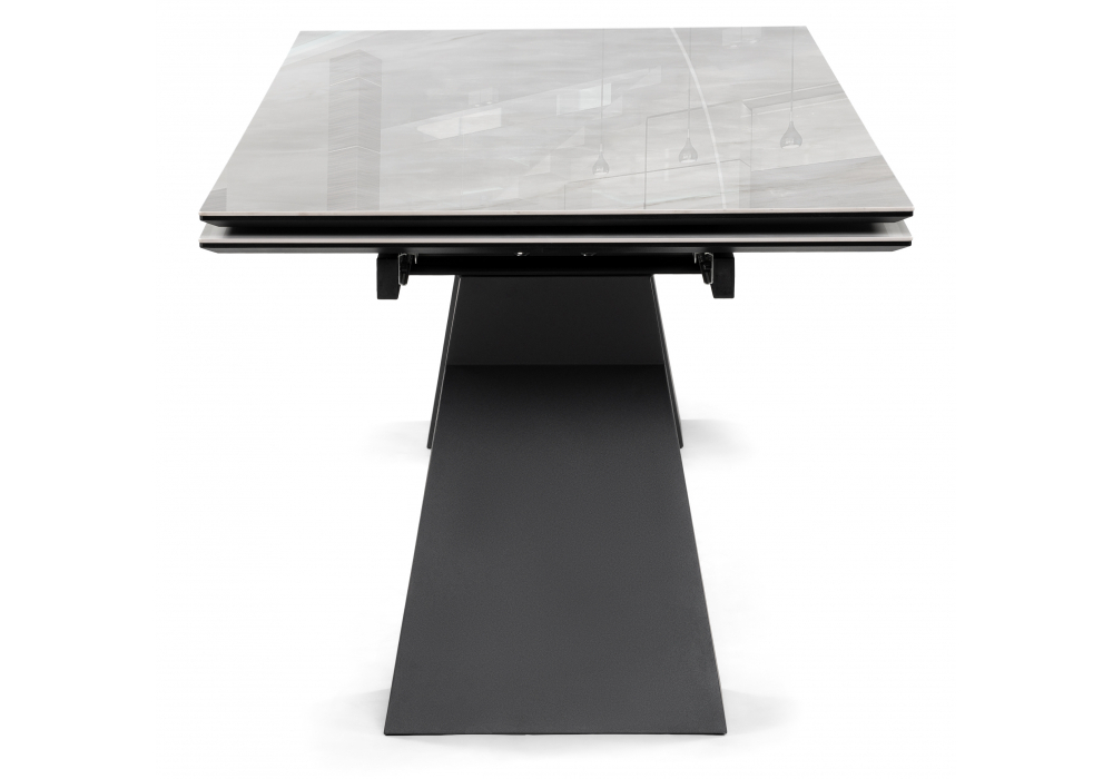 Керамический стол Woodville Денхольм 240(290)х100х75 rystal onyx bianco, черный