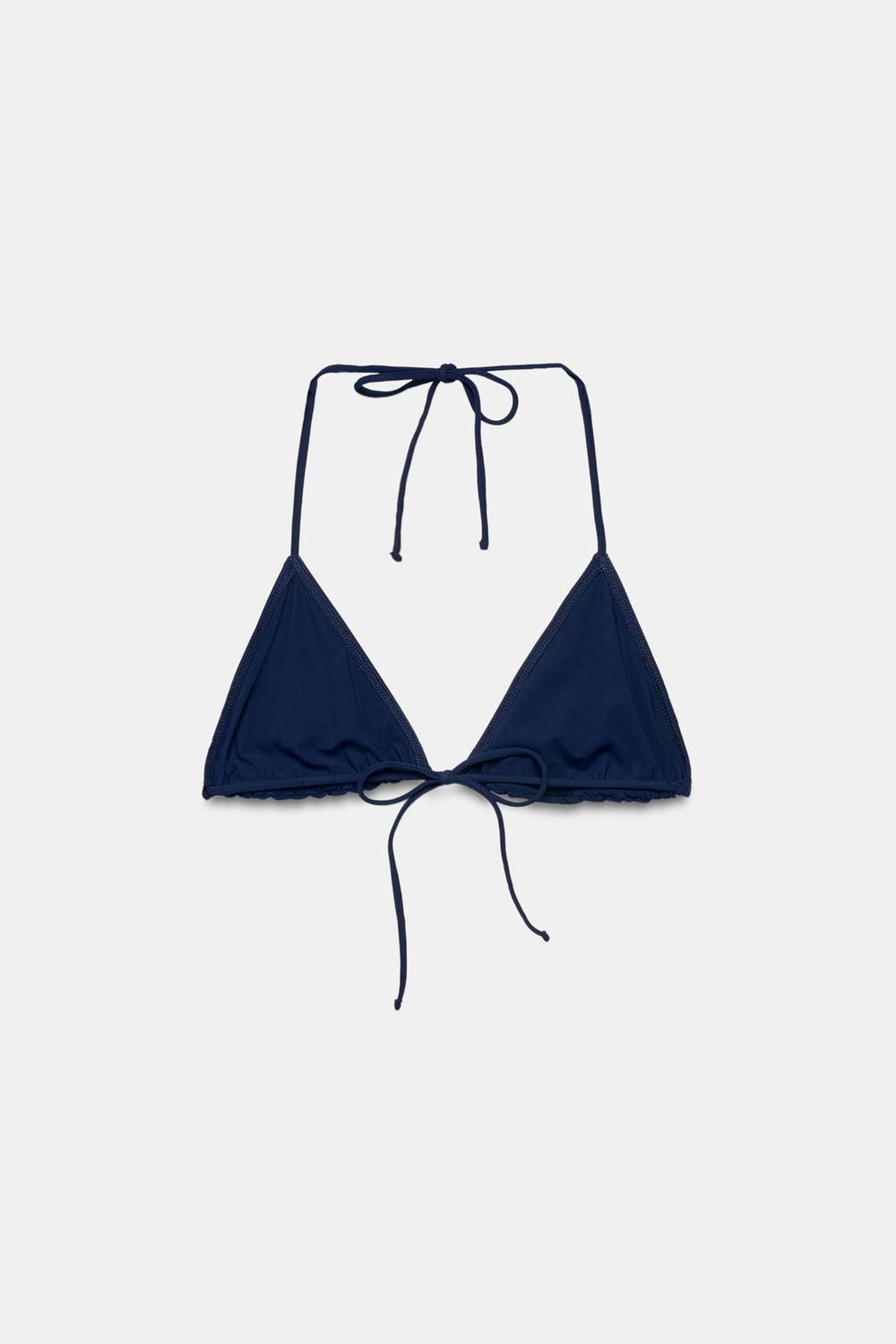 ZARA ОДНОТОННЫЙ ТОП БИКИНИ С ТРЕУГОЛЬНЫМИ ЧАШКАМИ, МОРСКОЙ СИНИЙ