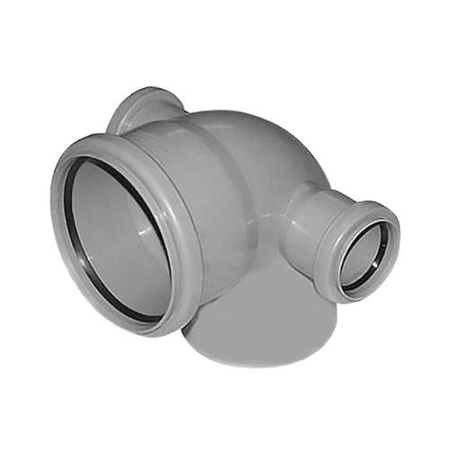 Отвод ПП (полипропилен) для канализации 90гр. Дн 110 с двумя патрубками 50 влево и вправо с уплотнительным кольцом Политэк