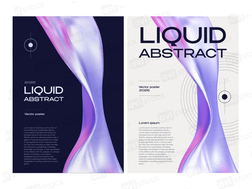 Векторный постер A4 с голографической волной — современный трендовый дизайн