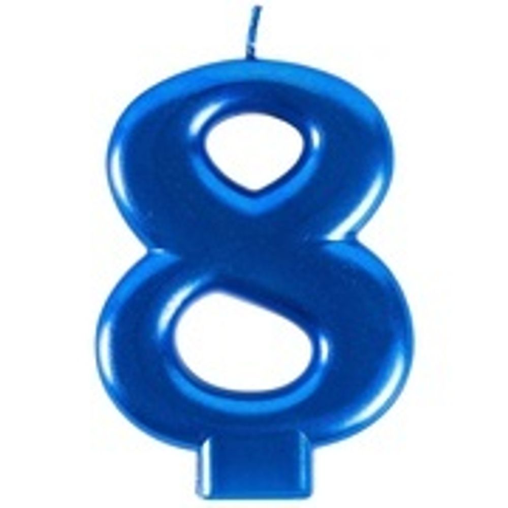 Свеча -цифра &quot;8&quot; Синяя 8см/G