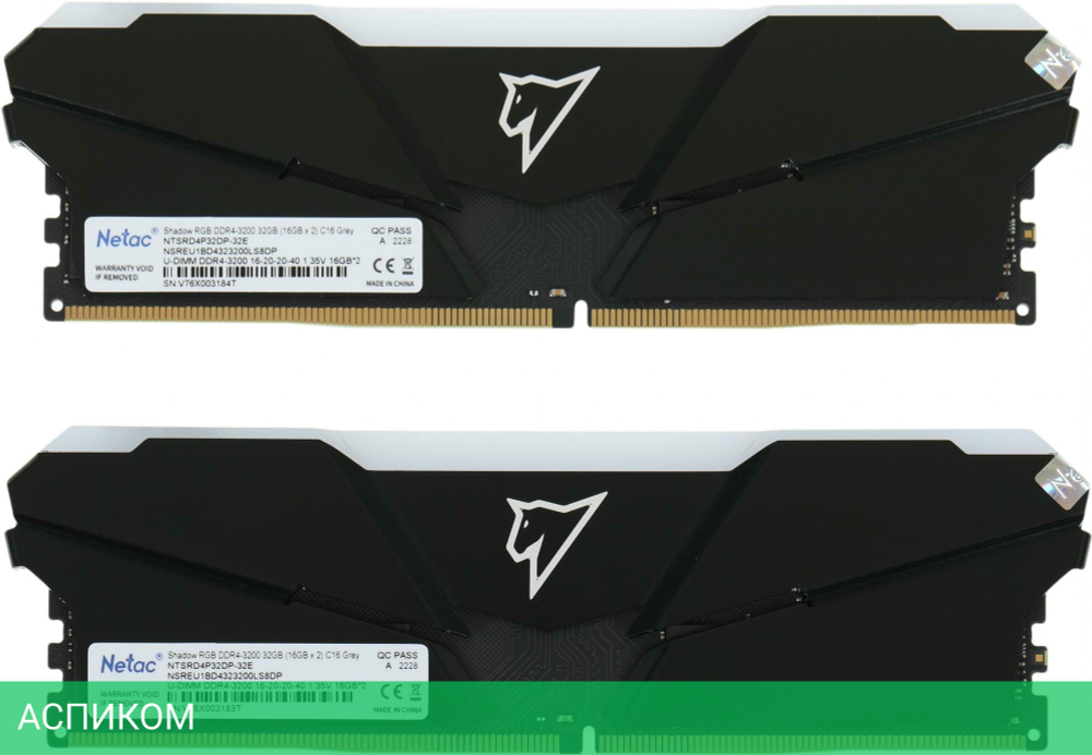 Оперативная память Netac Shadow RGB DDR4 2x16Gb (NTSRD4P32DP-32E)