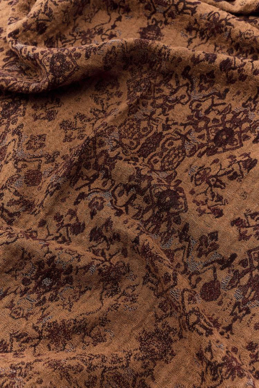 ZARA ЖАККАРДОВЫЙ ШАРФ С ШЕРСТЬЮ, СВЕТЛО-КОРИЧНЕВЫЙ