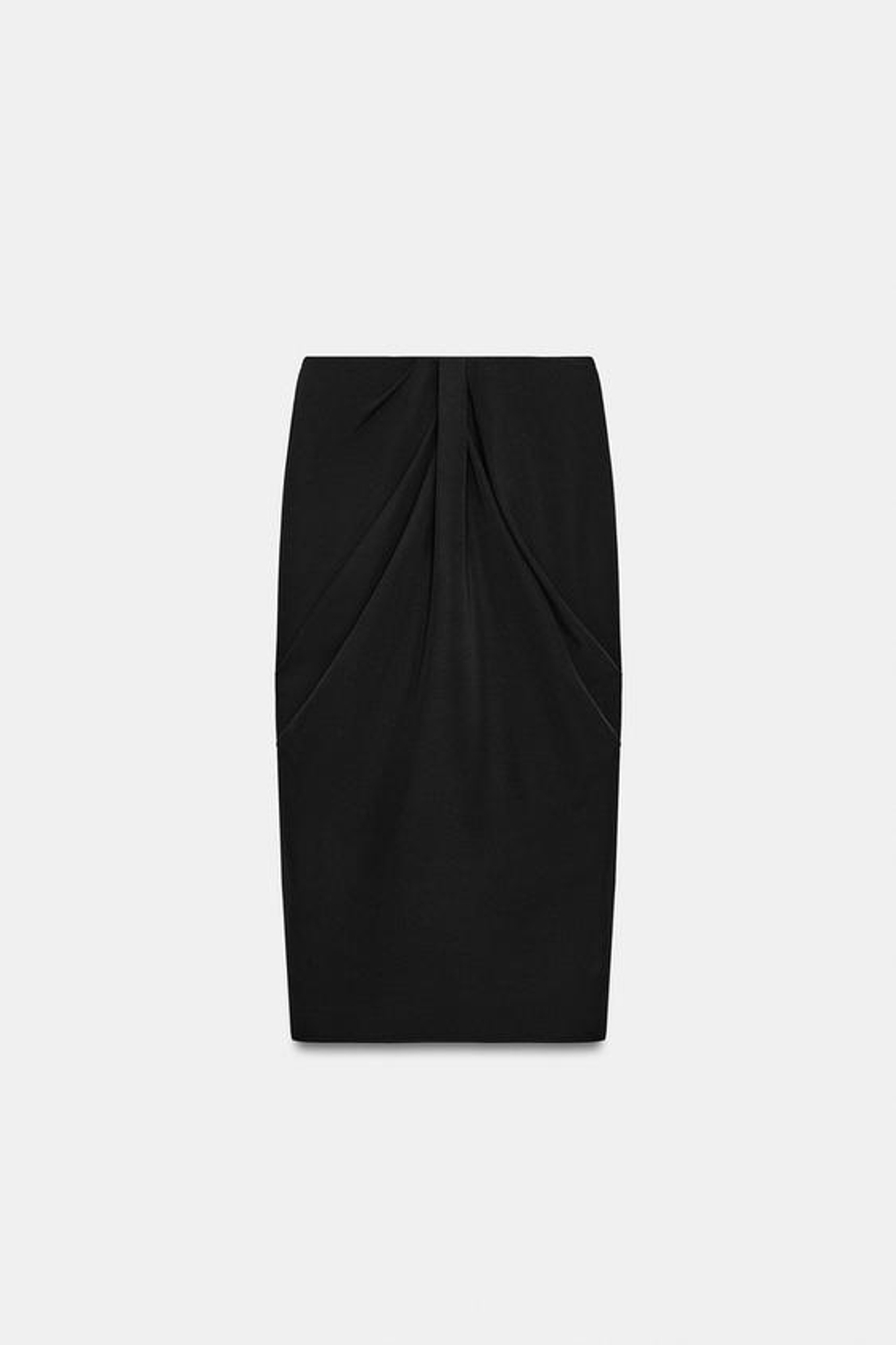 ZARA ЮБКА МИДИ СО СКЛАДКАМИ, ЧЕРНЫЙ