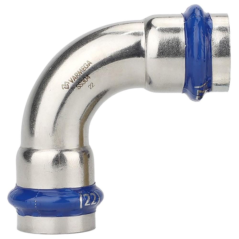 Угольник VARMEGA 90гр. двухраструбный Inox Press 28x28