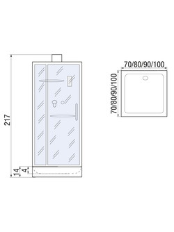 Душевая кабина RIVER TANA Б/К  90 MT 90х90х217 10000013910 Универсальная Квадратная