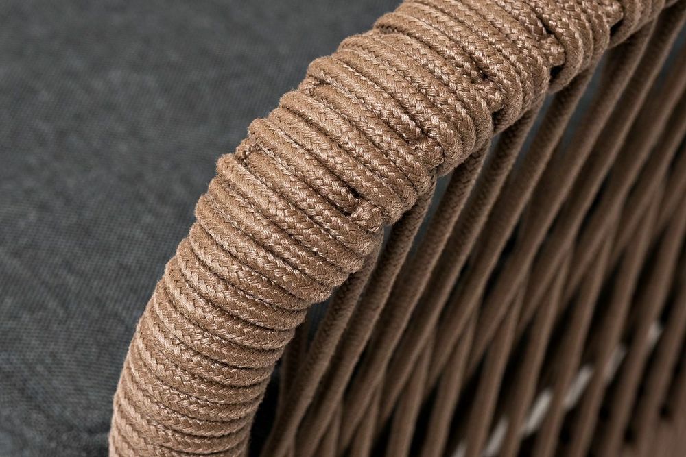 "Канны" лаунж-зона 4-местная из роупа со столом "Верона" (серый гранит), каркас алюминиевый коричневый, роуп коричневый