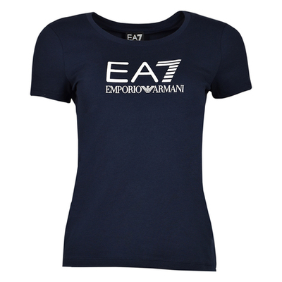 Женская футболка теннисная EA7 Woman Jersey T-Shirt - navy blue