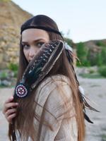 Бохо-повязка на голову с перьями