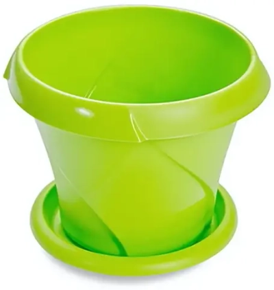 Кашпо для цветов пластиковое 9,2л d-31,7см «Флориана» с поддоном салатовый С388САЛ