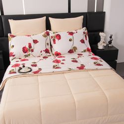 Комплект постельного белья на резинке с одеялом Велюрия Люкс «Бархатные лепестки»