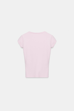 ZARA ФУТБОЛКА С V-ОБРАЗНЫМ ВЫРЕЗОМ, РОЗОВЫЙ