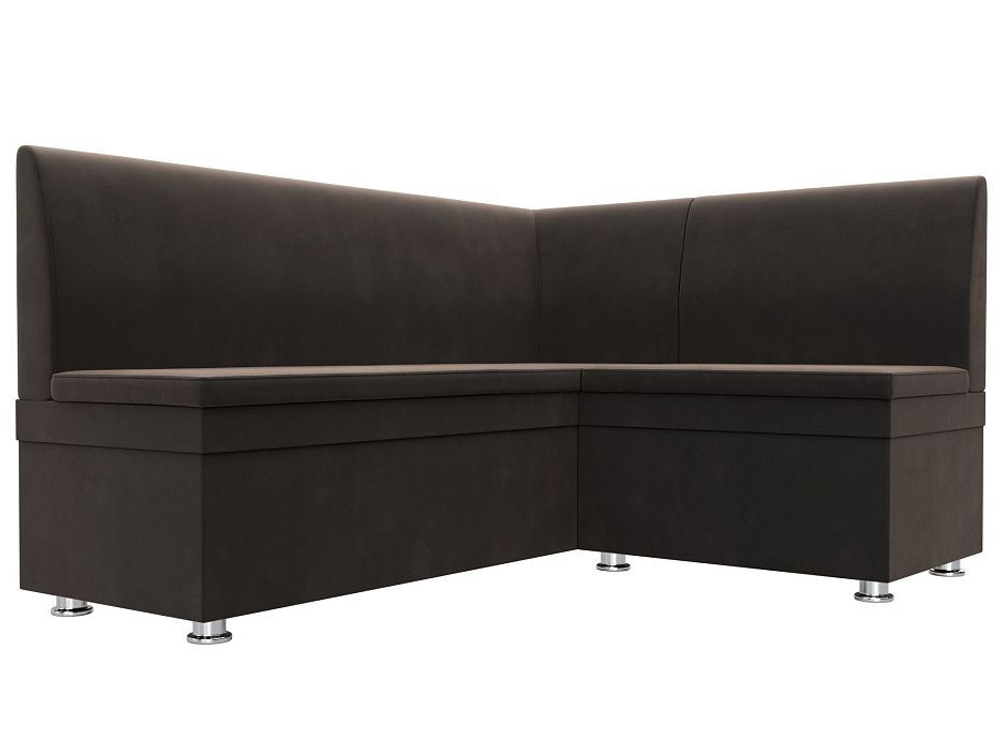 Диван кухонный угловой Уют правый угол, Коричневый, Велюр, 109624