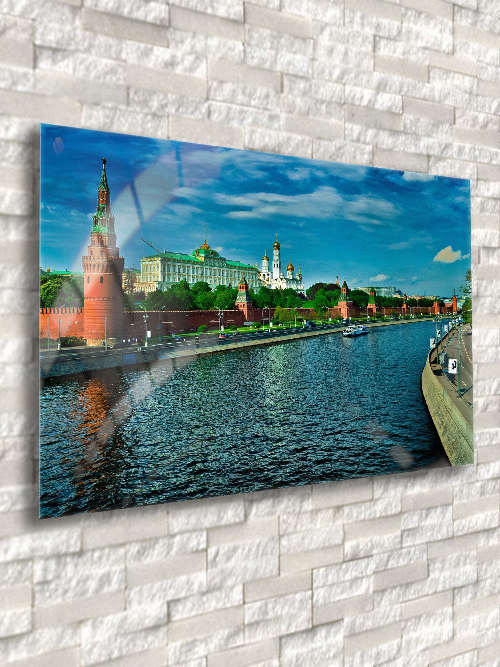 Фото картина на стекле / на стену / в подарок "Москва" 28х40 см. Декор для дома, подарок