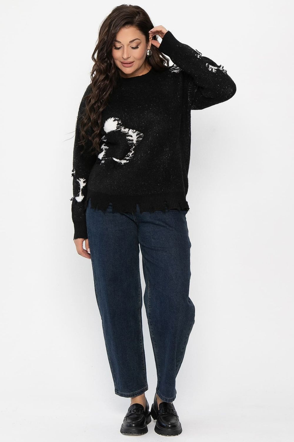 Свитер рваный Наиль (черный) Б14419-13М LT Collection