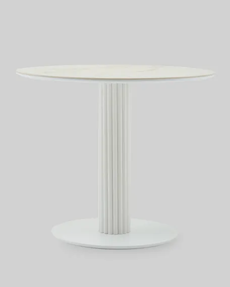 Стол Terano Ø90 см, белая матовая керамика, белая ножка