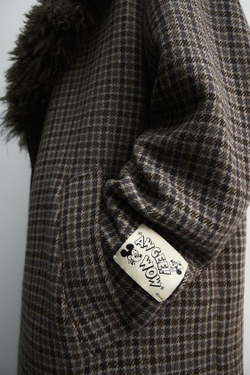 ZARA HARRY LAMBERT X DISNEY ПАЛЬТО В КЛЕТКУ, КОРИЧНЕВЫЙ