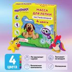 Масса для лепки лёгкая ЮНЛАНДИЯ "ЮНЛАНДИК И ДОМАШНИЕ ЛЮБИМЦЫ", 4 цвета по 45 мл, застывающая, 105020