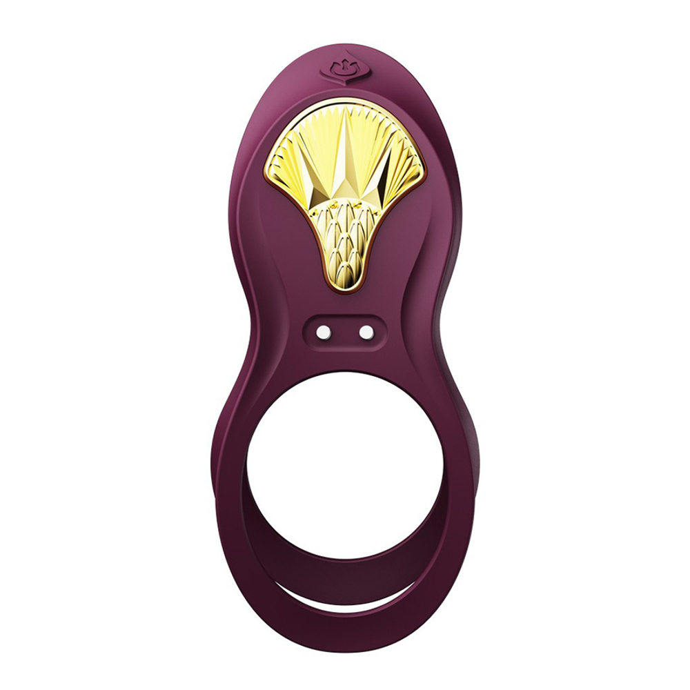 Фиолетовое эрекционное виброкольцо для пар с пультом ДУ + управление через приложение Zalo Bayek Vibrating Couples Ring Velvet Purple