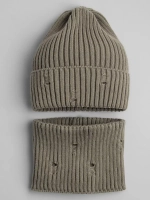 Шапка бини рваная и снуд осенняя