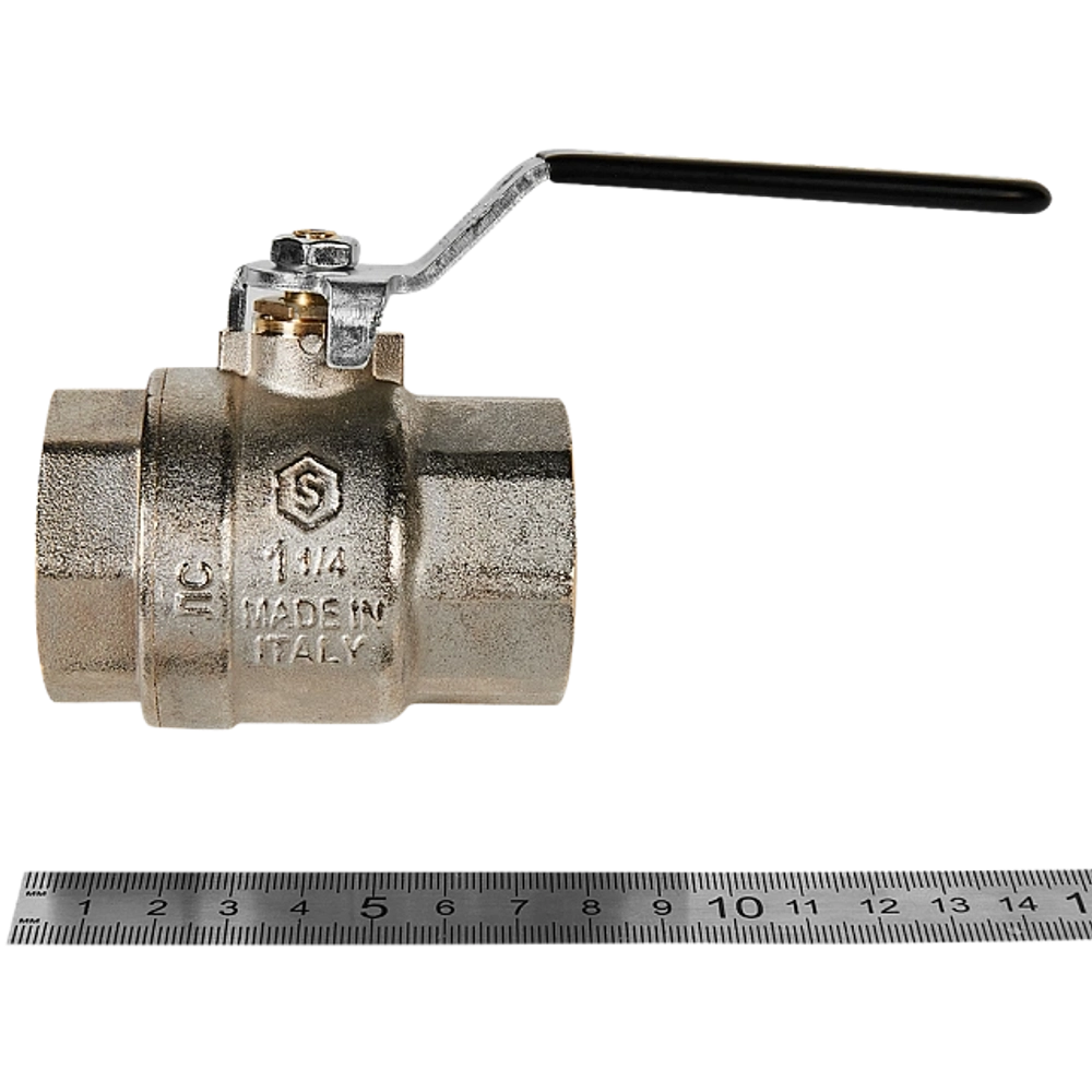 Кран шаровой полнопроходной STOUT - 1"1/4 (ВР/ВР, PN40, Tmax 150°C, ручка-рычаг черная)