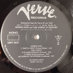 Винтажная виниловая пластинка LP George Lewis and Turk Murphy At Newport (Japan 1982) (No Obi) Basin Street Blues