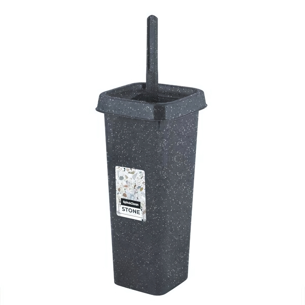 Комплект WC Stone закрытый (ершик + подставка) темный камень