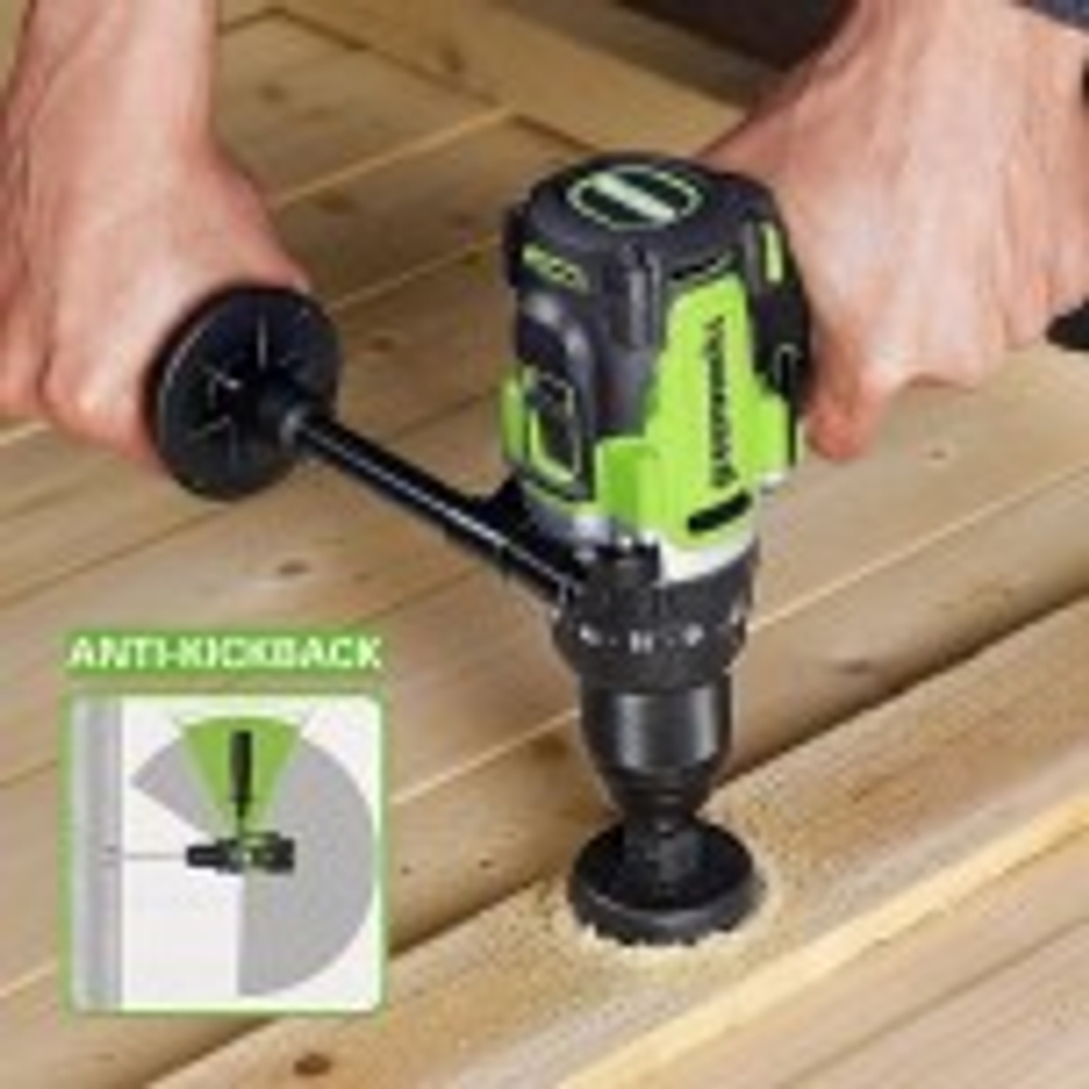 Дрель-шуруповерт аккумуляторная GREENWORKS GD24DD140 ударная, 24V, 2 АКБ 4Ач и ЗУ 3707607CUD