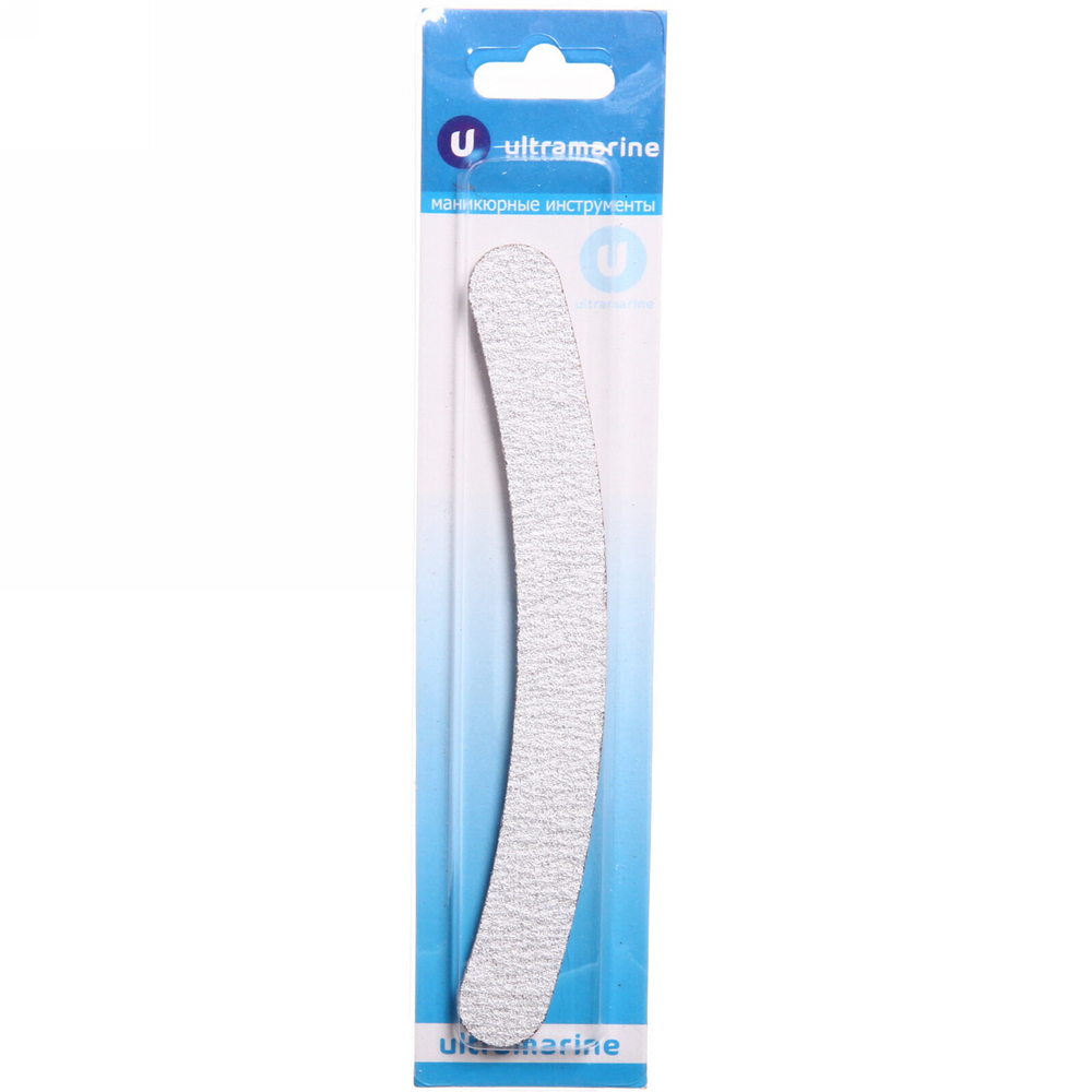 Пилка для ногтей наждачная на блистере бумеранг «Ultramarine», цвет серебро и белый18*2см