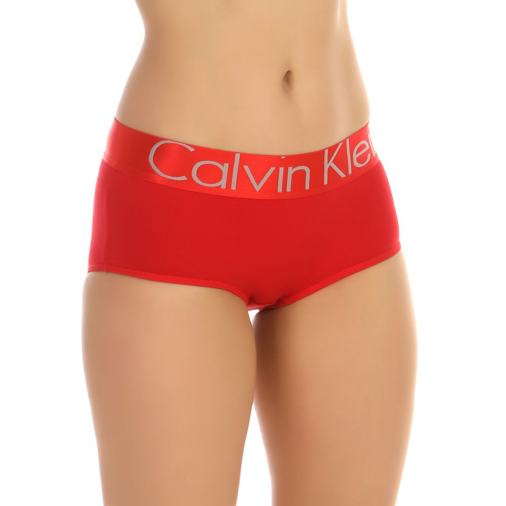 Женские трусы-шорты красные с красной резинкой Calvin Klein Women Red