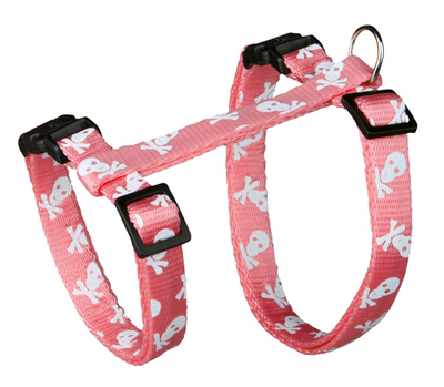 Шлейка с поводком для кошки "Черепа и кости", нейлон, Trixie